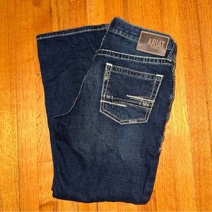 Ariat Jeans Mens 34x30 Blue Denim Relaxed Boot Cut M4 Adkins Low Rise Turnout